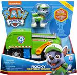 PAW Patrol , camion per la raccolta di rifiuti riciclabili di Rocky con personaggio da collezione, per bambini dai 3 anni in su