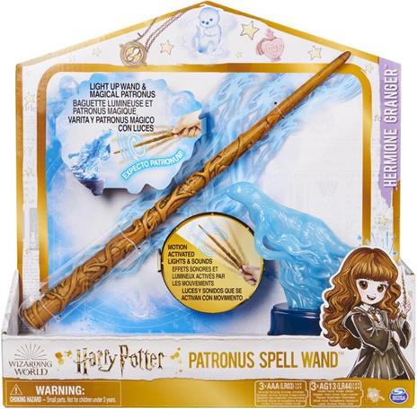 Wizarding World Harry Potter, Patronus Spell Wand da 33 cm di Hermione Granger con personaggio a forma di lontra - 3