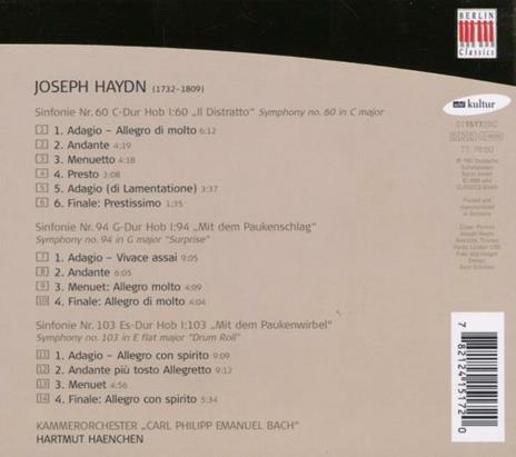 Sinfonie n.60, n.94, n.103 - CD Audio di Franz Joseph Haydn - 2