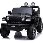 Auto Elettrica Per Bambini Jeep Wrangler Rubicon Nera Con R/C 12v, Sedile In Pelle, Bluetooth E Fm