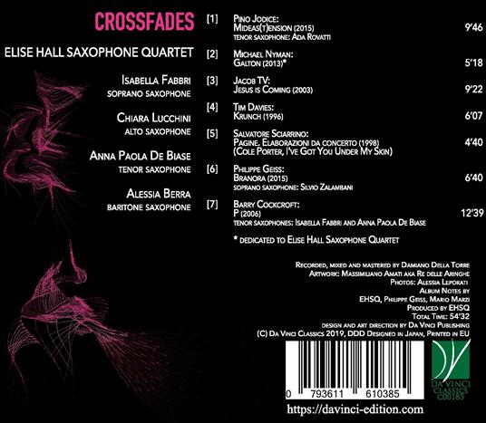 Crossfades - CD Audio di Elise Hall Saxophone Quartet - 2