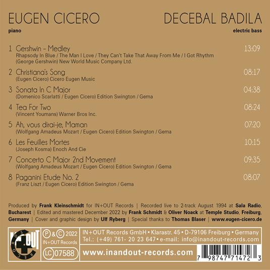 Decebal Badila (Bucharest 1994) - CD Audio di Eugen Cicero - 2