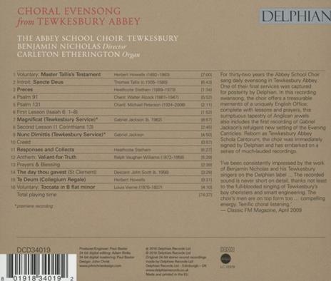 Choral Evensong From Tewkesbury - CD Audio di Tewkesbury Abbey Schola Cantorum - 2