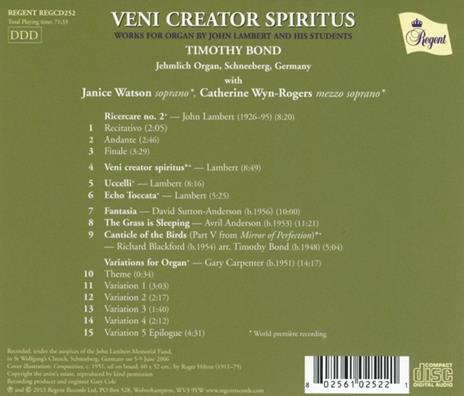 Veni Creator Spiritus - CD Audio di Bond - 2