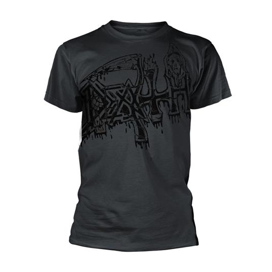 T-Shirt Unisex Tg. L Death - Large Logo - Black Dye Sub With Black Overdye