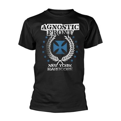 T-Shirt Unisex Tg. L. Agnostic Front: Blue Iron Cross