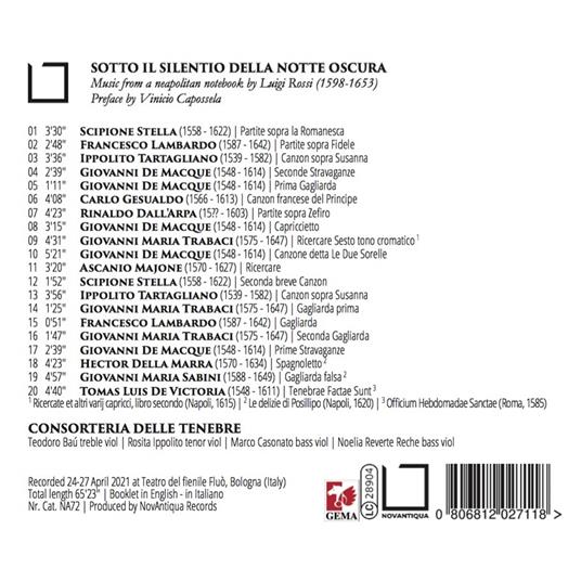 Sotto il silentio della notte oscura - CD Audio di Consorteria delle Tenebre - 2