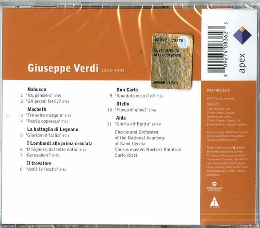 Opera choruses - CD Audio di Giuseppe Verdi,Orchestra dell'Accademia di Santa Cecilia,Carlo Rizzi - 2
