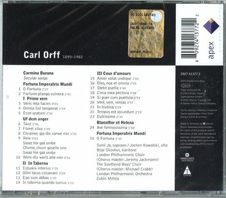 Carmina Burana - CD Audio di Carl Orff,Zubin Mehta,London Philharmonic Orchestra - 2