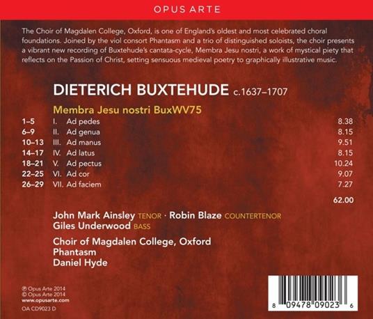 Membra Jesu Nostri - CD Audio di Dietrich Buxtehude,Magdalen College Choir Oxford - 2