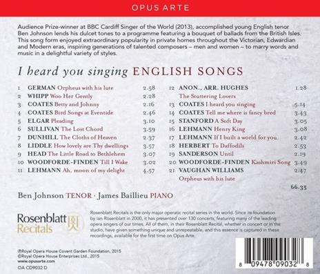 I Heard You Singing. English Songs - CD Audio di Ben Johnson - 2