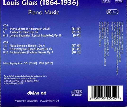 Louis Glass. Piano Music - CD Audio di Peter Seivewright - 2