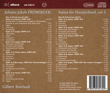 Suites For Harpsichord Vol. 3 - CD Audio di Johann Jacob Froberger,Gilbert Rowland - 2