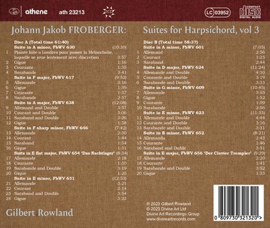 Suites For Harpsichord Vol. 3 - CD Audio di Johann Jacob Froberger,Gilbert Rowland - 2