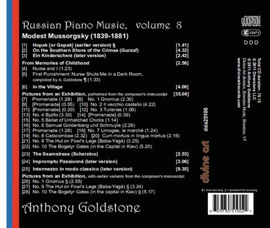 Mussorgsky. Russian - CD Audio di Modest Mussorgsky,Anthony Goldstone - 2