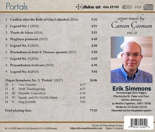 Portals - CD Audio di Carson Cooman,Erik Simmons - 2