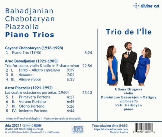 Chebotaryan, Babadjanian & Piazzolla. Piano Trios - CD Audio di Trio de l'Ile - 2