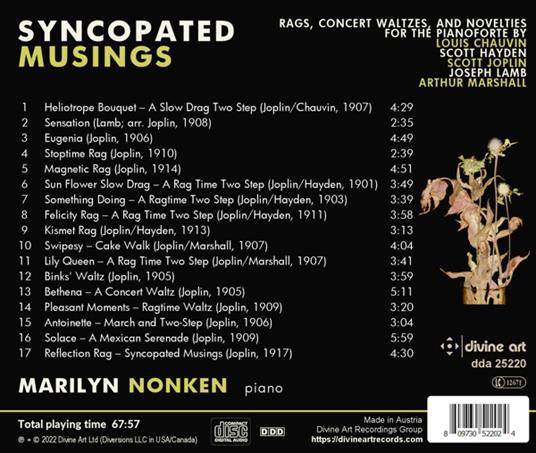 Syncopated Musings. Rags, Concert Waltzes And Novelties - CD Audio di Marilyn Nonken - 2