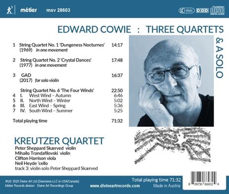 Three Quartets & A Solo - CD Audio di Edward Cowie - 2