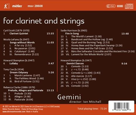 Gemini: For Clarinet And Strings - CD Audio - 2