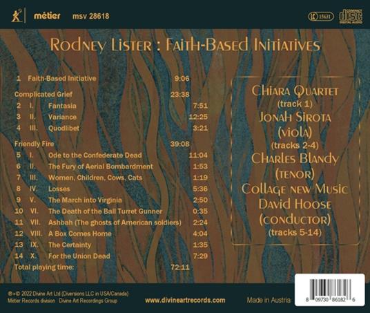 Lister. Faith-Based Initiatives - CD Audio di Charles - Jonah Sirota - Chiara Quartet Blandy - 2