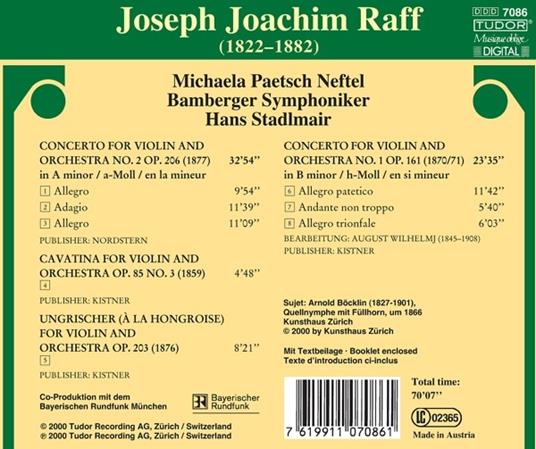 Concerto per violino n.1, n.2 - CD Audio di Hans Stadlmair,Joseph Joachim Raff - 2