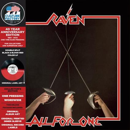 All For One (Ltd. Half Black-Half Red Vinyl) - Vinile LP di Raven