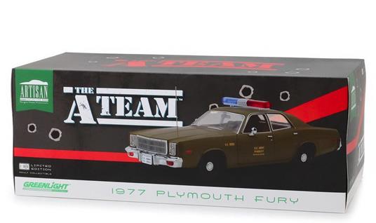 A-Team Diecast Model 1/18 1977 Plymouth Fury U.S. Army Police Colonel Roderick Decker Greenlight Collectibles