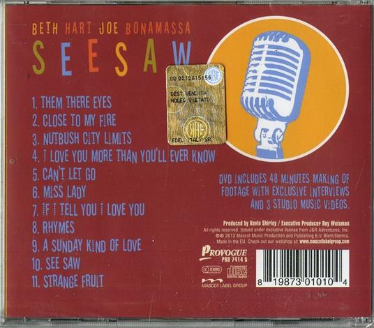 Seesaw - CD Audio + DVD di Joe Bonamassa,Beth Hart - 2