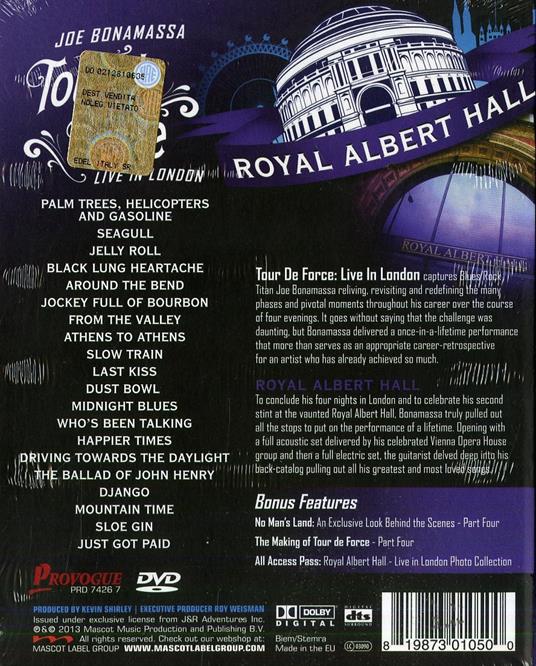 Joe Bonamassa. Tour de Force. London. Royal Albert Hall (DVD) - DVD di Joe Bonamassa - 2
