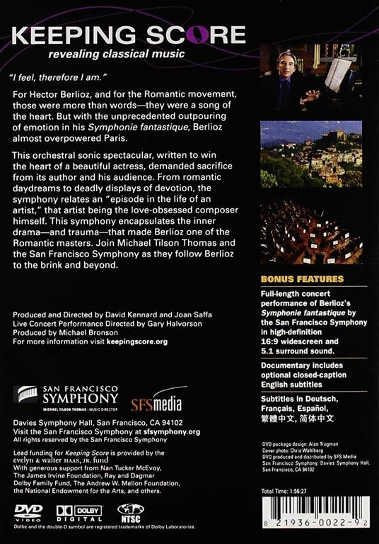 Hector Berlioz. Sinfonia fantastica. Symphonie fantastique. Keeping Score (DVD) - DVD di Hector Berlioz,Michael Tilson Thomas,San Francisco Symphony Orchestra - 2