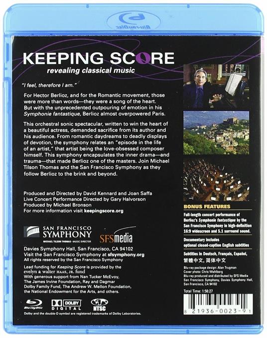 Hector Berlioz. Sinfonia fantastica. Symphonie fantastique. Keeping Score (Blu-ray) - Blu-ray di Hector Berlioz,Michael Tilson Thomas,San Francisco Symphony Orchestra - 2
