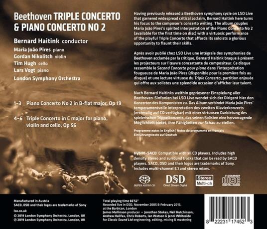 Concerto per pianoforte n.2 op.19 - SuperAudio CD di Ludwig van Beethoven,Bernard Haitink - 2