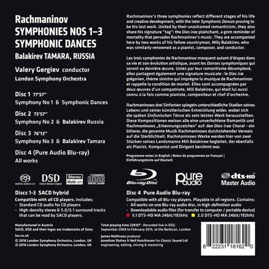 Sinfonie n.1, n.2, n.3 - Danze sinfoniche - SuperAudio CD di Sergei Rachmaninov,Valery Gergiev,London Symphony Orchestra - 2