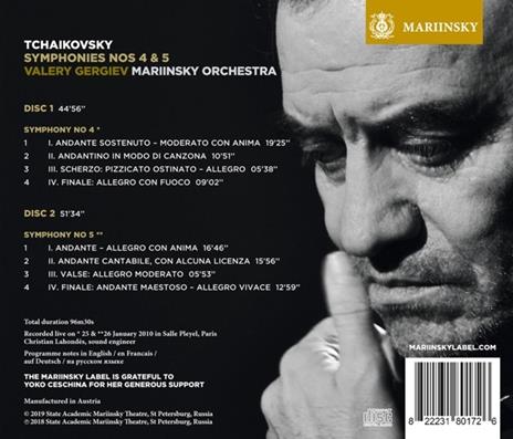 Sinfonia n.4 op.36, n.5 op.64 - CD Audio di Pyotr Ilyich Tchaikovsky,Valery Gergiev - 2