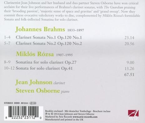 Sonate per Clarinetto - CD Audio di Johannes Brahms - 2