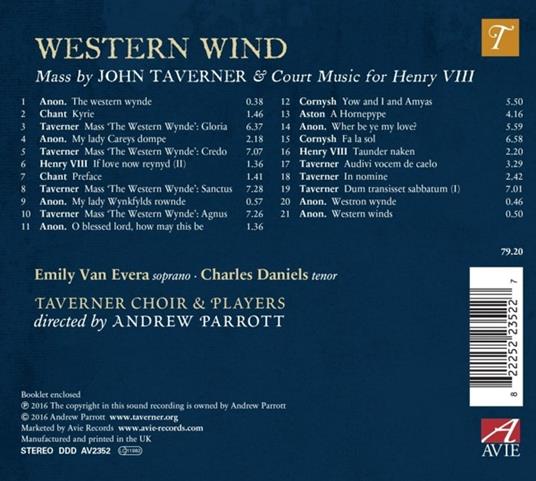 Western Wind - CD Audio di John Taverner - 2