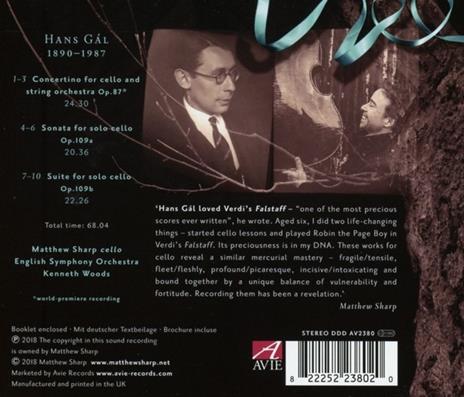 Concertino For Cello - CD Audio di Hans Gal - 2