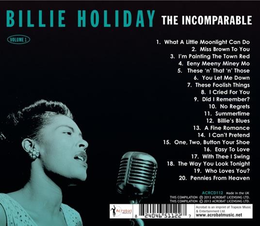 The Incomparable Volume 1 - CD Audio di Billie Holiday - 2
