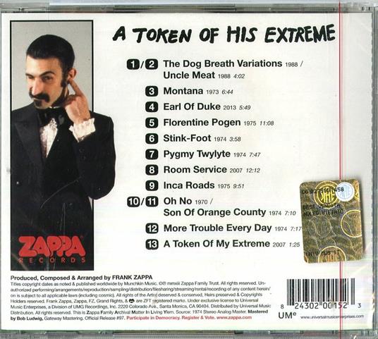 A Token of His Extreme - CD Audio di Frank Zappa - 2