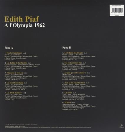 A L'olympia 1962 - Vinile LP di Edith Piaf