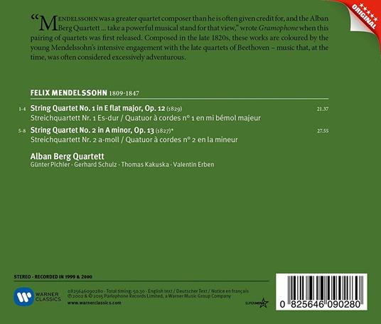Quartetti per archi - CD Audio di Felix Mendelssohn-Bartholdy,Alban Berg Quartett - 2