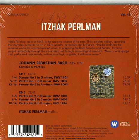 Sonate - Partite (Perlman 2014) - CD Audio di Johann Sebastian Bach,Itzhak Perlman - 2