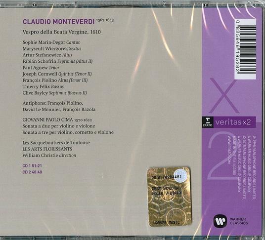 Vespro della Beata Vergine - CD Audio di Claudio Monteverdi,William Christie,Les Arts Florissants - 2