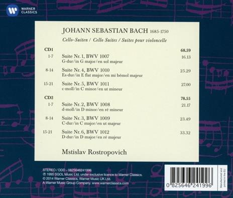 Suites per violoncello - CD Audio di Johann Sebastian Bach,Mstislav Rostropovich - 2