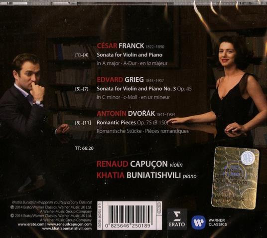 Sonate per violino e pianoforte - CD Audio di Antonin Dvorak,Edvard Grieg,César Franck,Renaud Capuçon,Khatia Buniatishvili - 2