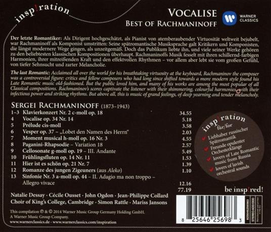 Vocalise. Best of Rachmaninov - CD Audio di Sergei Rachmaninov,Natalie Dessay,Nicolai Gedda,Craig Ogden - 2