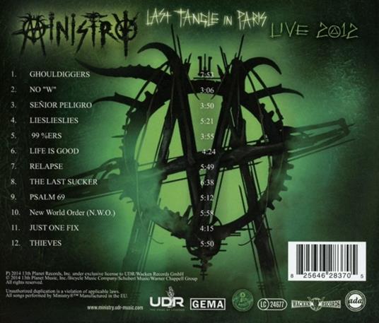 Last Tangle in Paris. Live 2012 DeFiBriLaTour - CD Audio di Ministry - 2