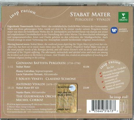 Inspiration. Stabat Mater - CD Audio di Giovanni Battista Pergolesi,Antonio Vivaldi - 2