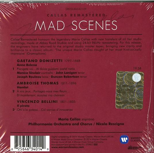 Mad Scenes (Callas 2014 Edition) - CD Audio di Maria Callas,Nicola Rescigno,Philharmonia Orchestra - 2